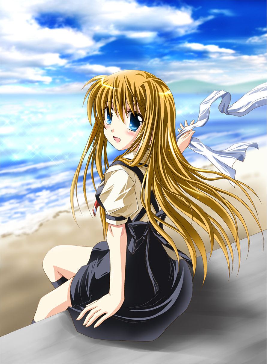 Safebooru Beach Blonde Hair Blue Eyes Cloud Clouds Highres Kamio My Xxx Hot Girl 1642